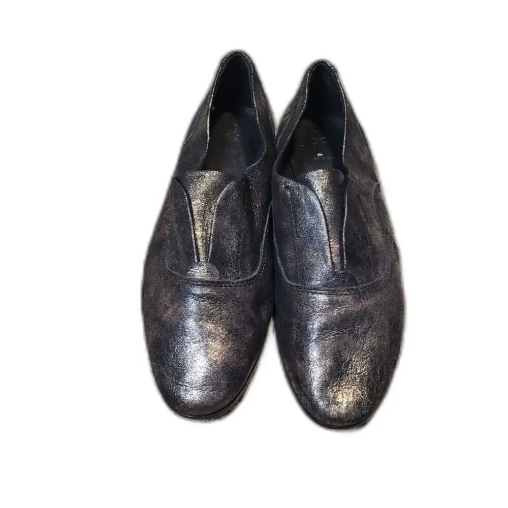 Frye Terri Charcoal Metallic Loafers
